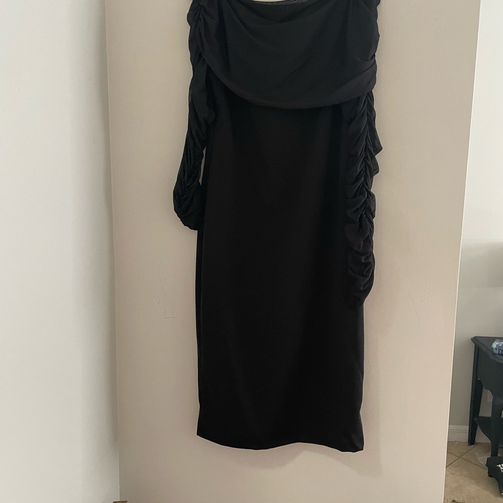 Fashion Nova Black Long Sleeve Mesh Cocktail Dress